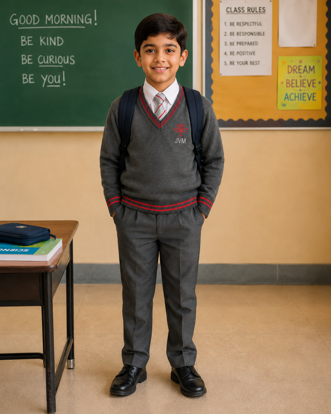 Boys Grey Sweater Uniform – Classes 1st to 12th